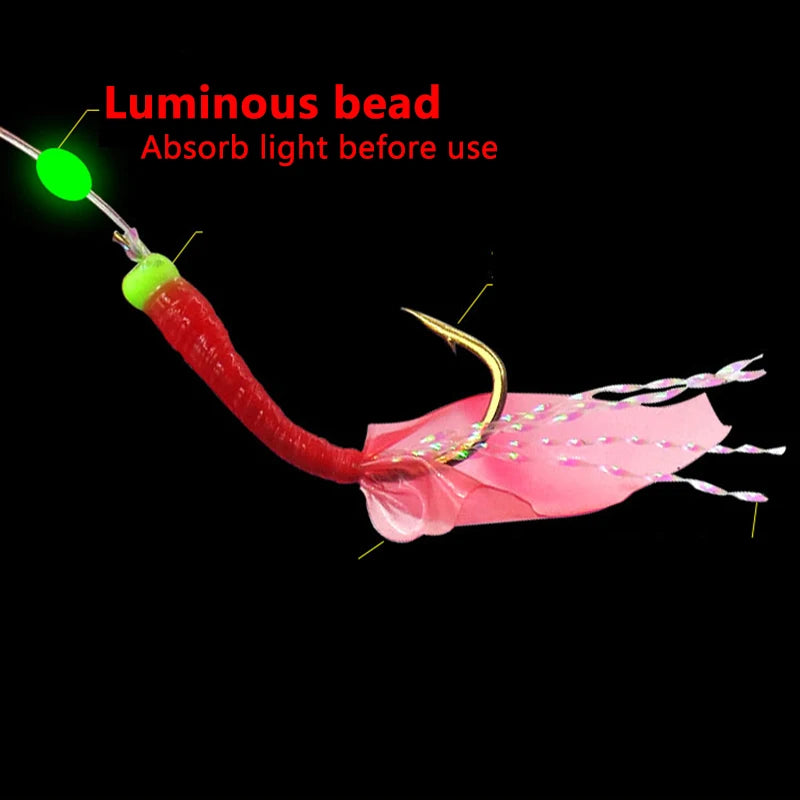 Hameçons mitraillettes a plume rouge -pêche en mer